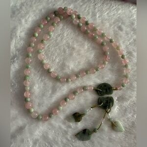 Pink and Green Beaded Necklace